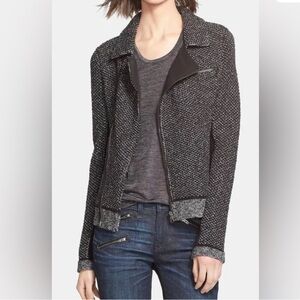 Rag & Bone Melinda Knit Biker Tweed jacket XS Charcoal